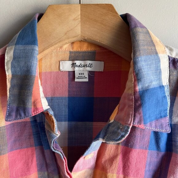 LAST CHANCE Madewell Hilltop Shirt in Rainbow Check Size XXS - Picture 6 of 9